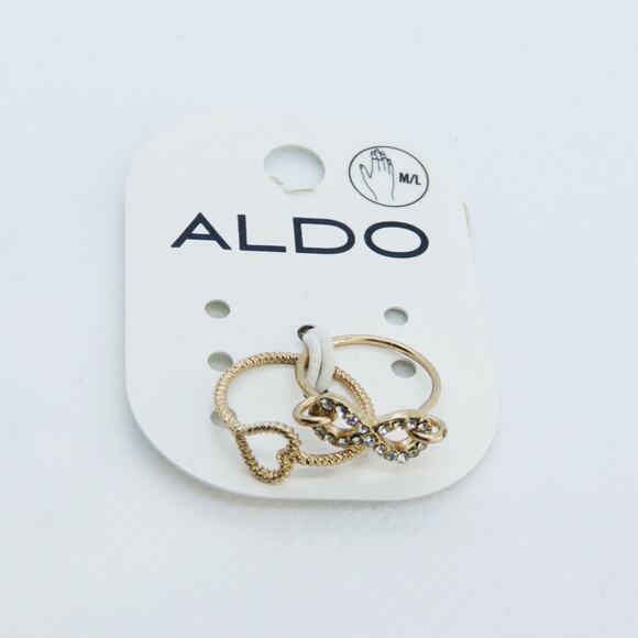 Aldo Gold Rings - Infinity and Heart Stackable Minimalist Cute Rings - Picture 2 of 5